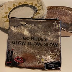 Gold and Rose Gold Makeup Bags/Travel Bundle- Sephora, Nudestix & Shishedo